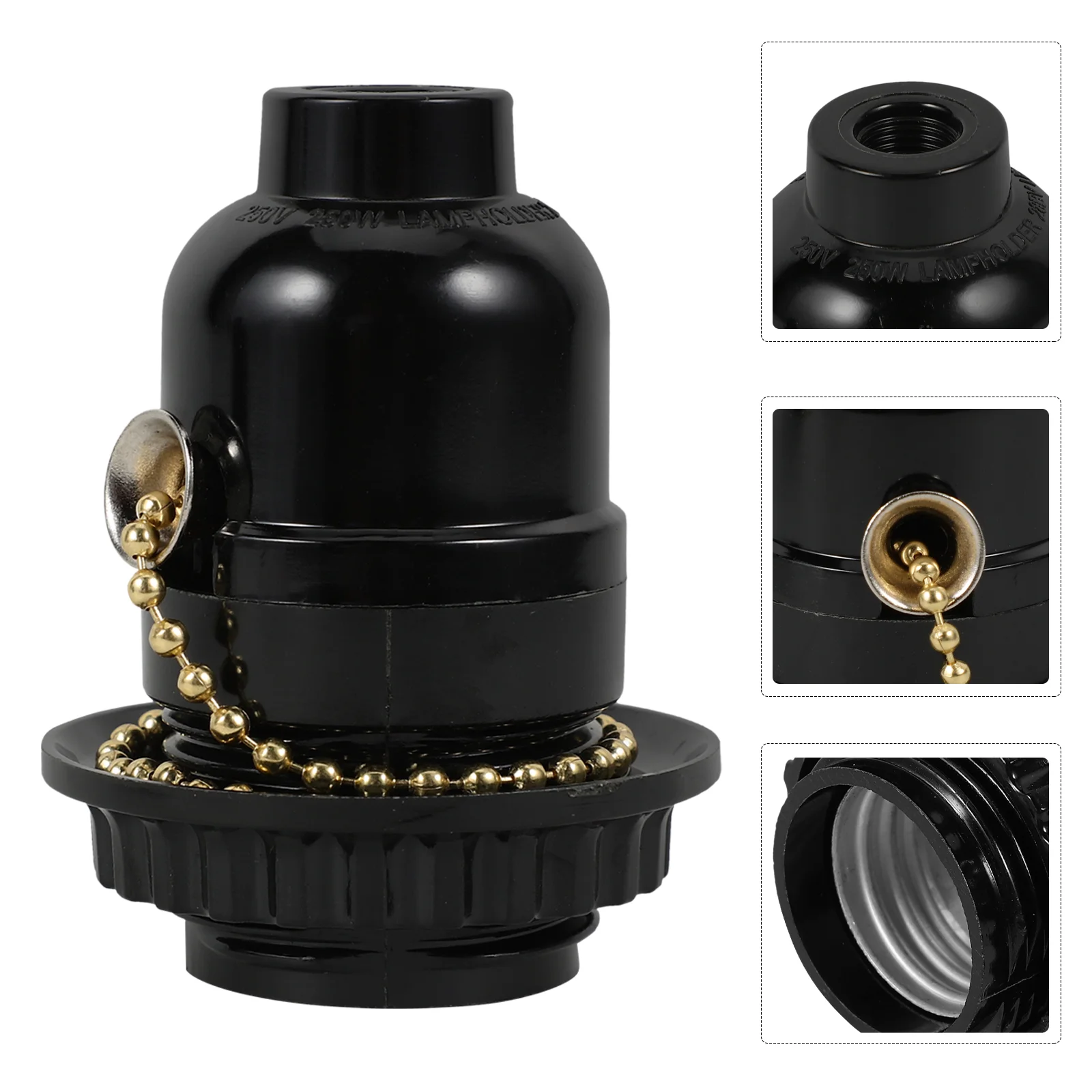 2 Pcs E27 Lamp Base Adapter Screw Socket Lampshade Holder Black High Grade Easy Install Replace Damaged Socket