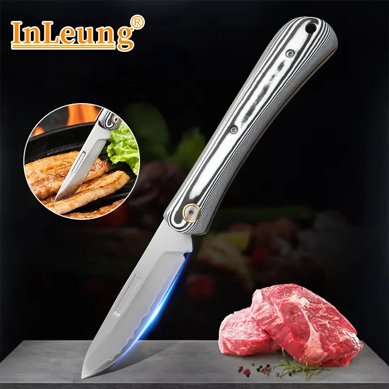 3 Layers Composite Steel Folding Knife Utility Knife for Slicing Meat BBQ Fruit Boning Fish Filleting Chef's Knife Kitchen Tools