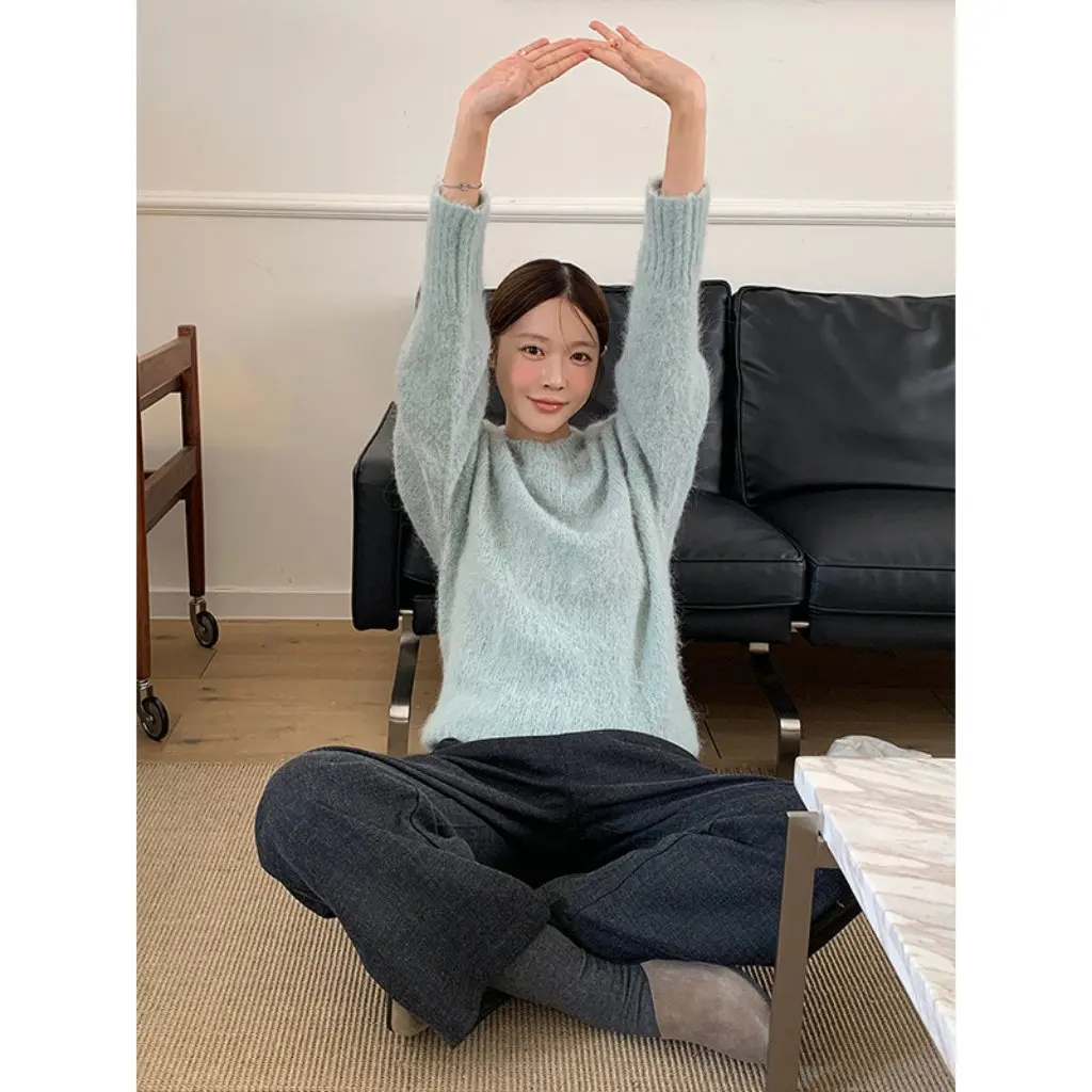 

Alpaca Soft Waxy Long-Sleeved Knitwear Korean Style Normcore Winter New Internet Celebrity Hot Model M9253