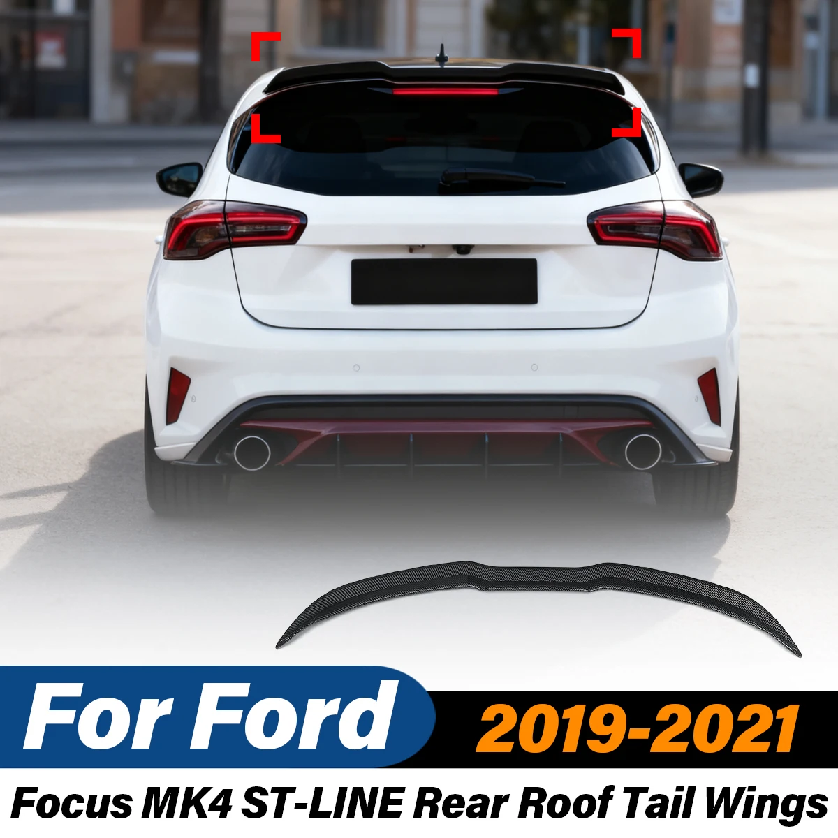 For Ford Focus MK4 ST-LINE 2019 2020 2021 Rear Trunk Roof Tail Spoiler Fixed Wing Splitter ABS Diffuser Car Accessories Body Kit