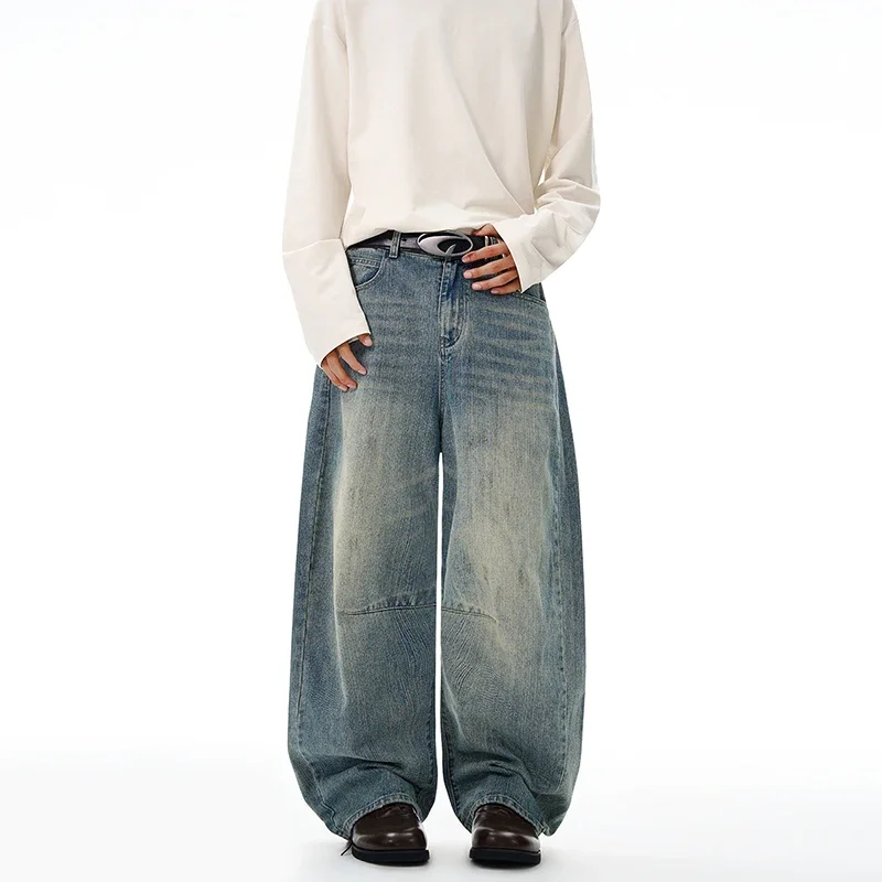Męskie jeansy vintage baggy Y2K spodnie jesienne nowe amerykańskie hip hop streetwear bawełniane luźne szerokie nogawki spodnie denimowe oversize