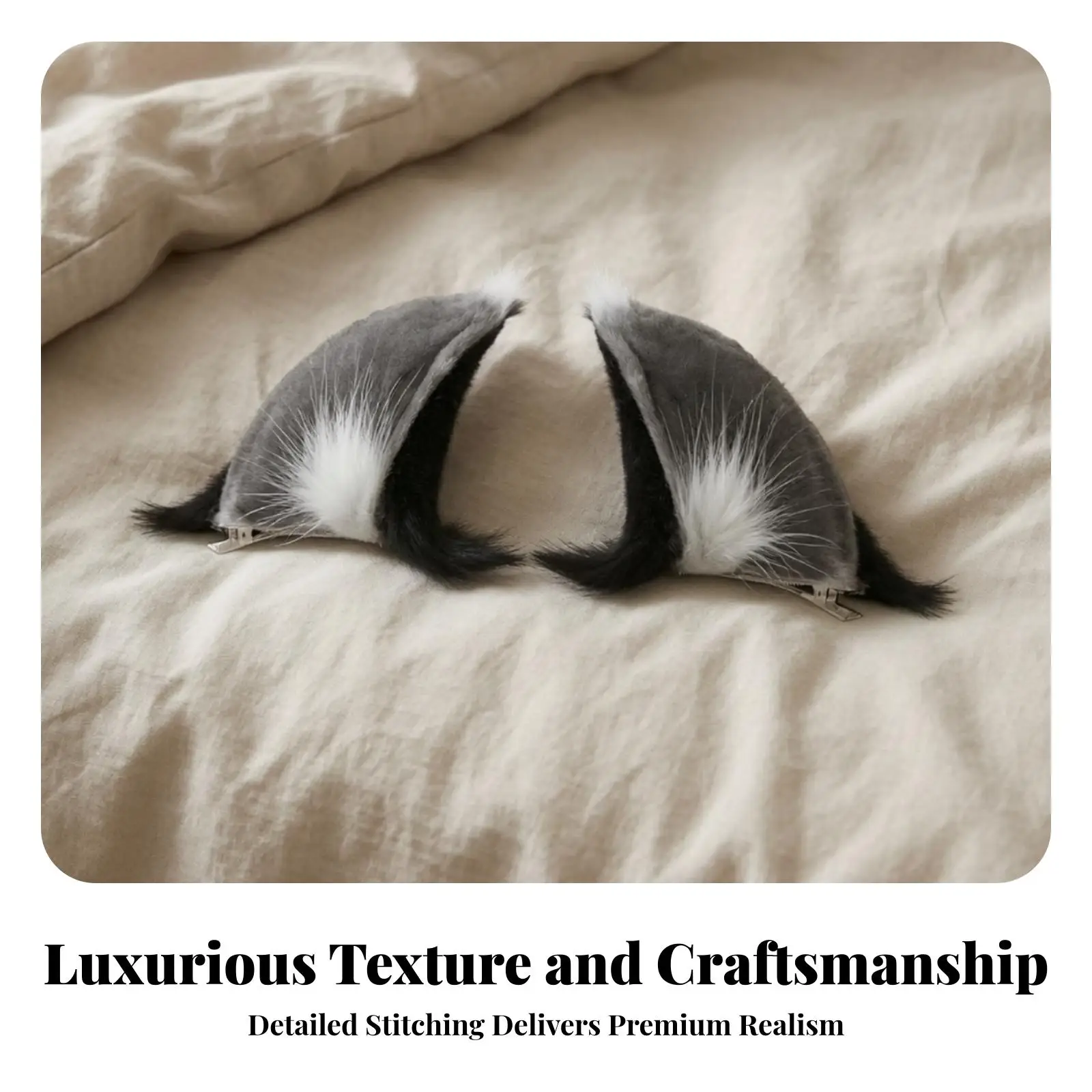 Animal Ear Hair Clip Faux Fuzz Animal Ear Hair Clips Cosplay Headpiece Soft Hairpins Fuzzy for Cosplayers, Conventions