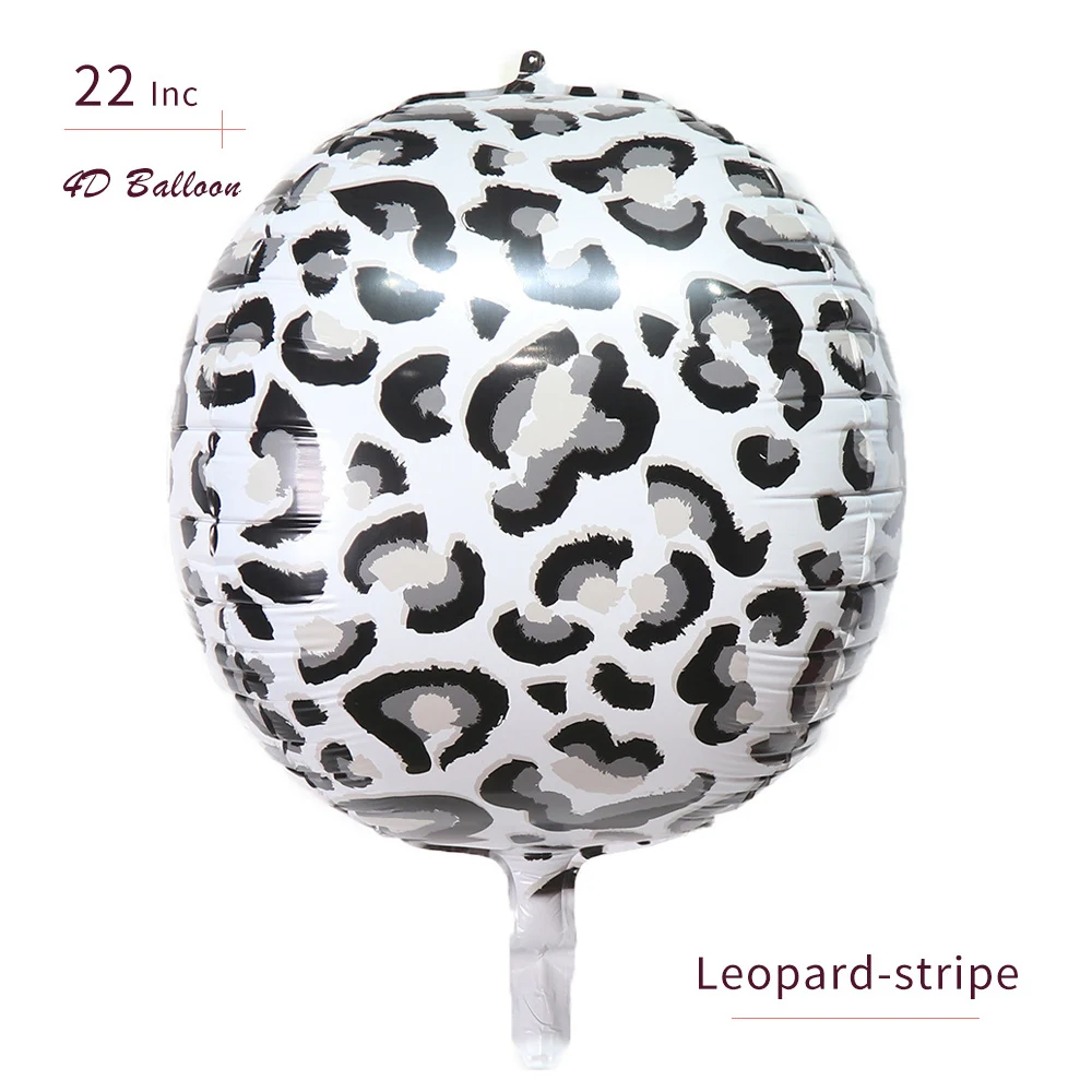 4/10Pcs 22inch 4D Round Animal Printed Leopard Zebra Tiger Giraffe Foil Balloons Jungle Safari Birthday Balloons Party Decor