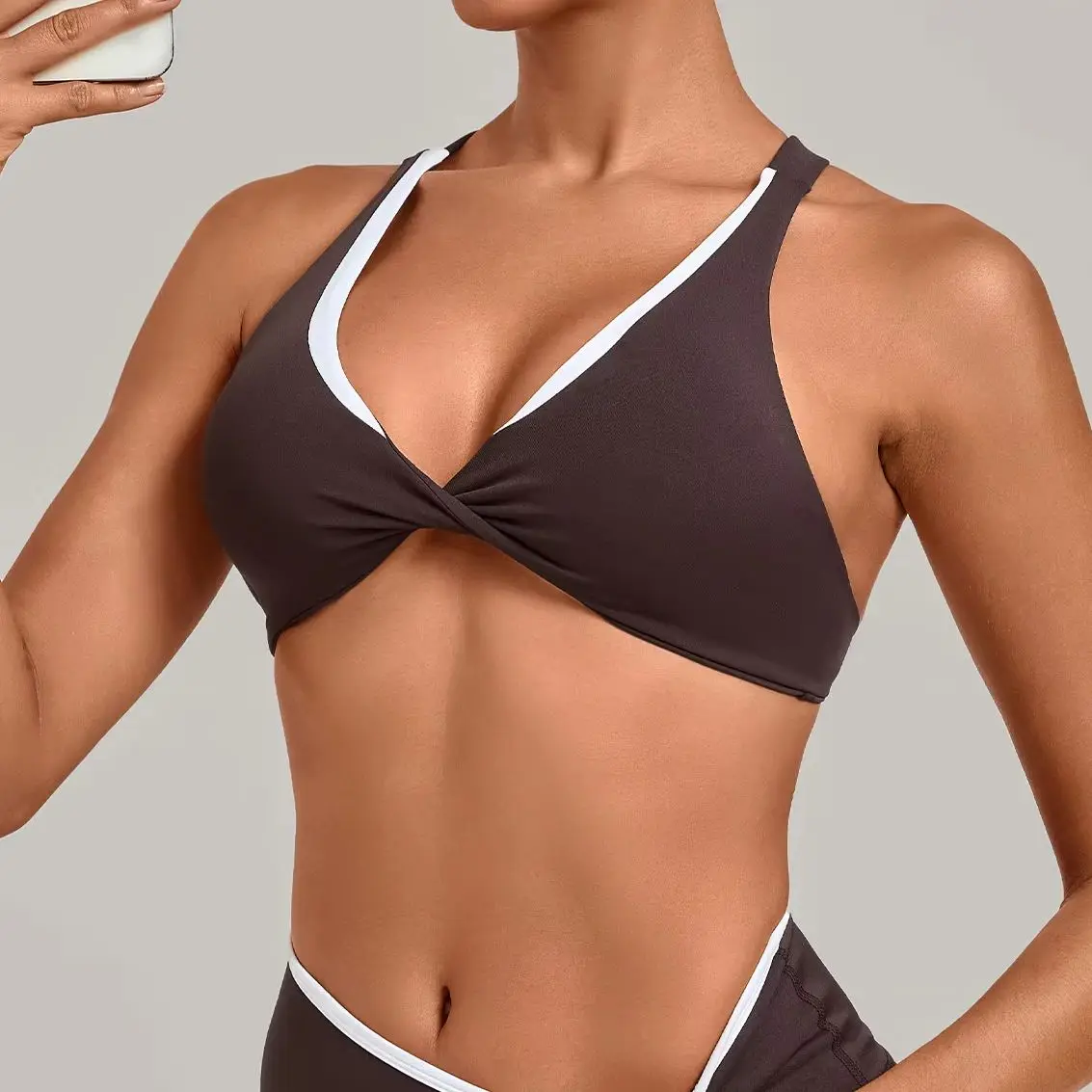 Summer Sexy Gym Top Women's Beautiful Back Yoga Bra Fake Two piece Color Contrasting Outdoor Chest Show Sports Fitness Underwear