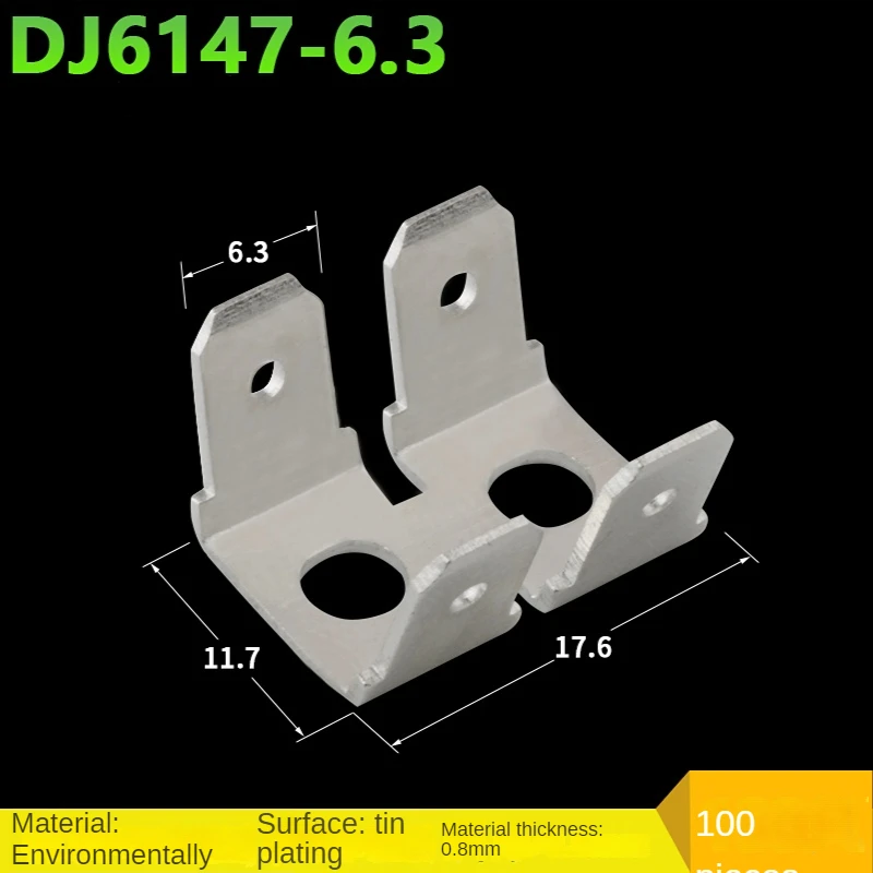 100pcs 250 grounding lug 6.3 double row  connection  four head 