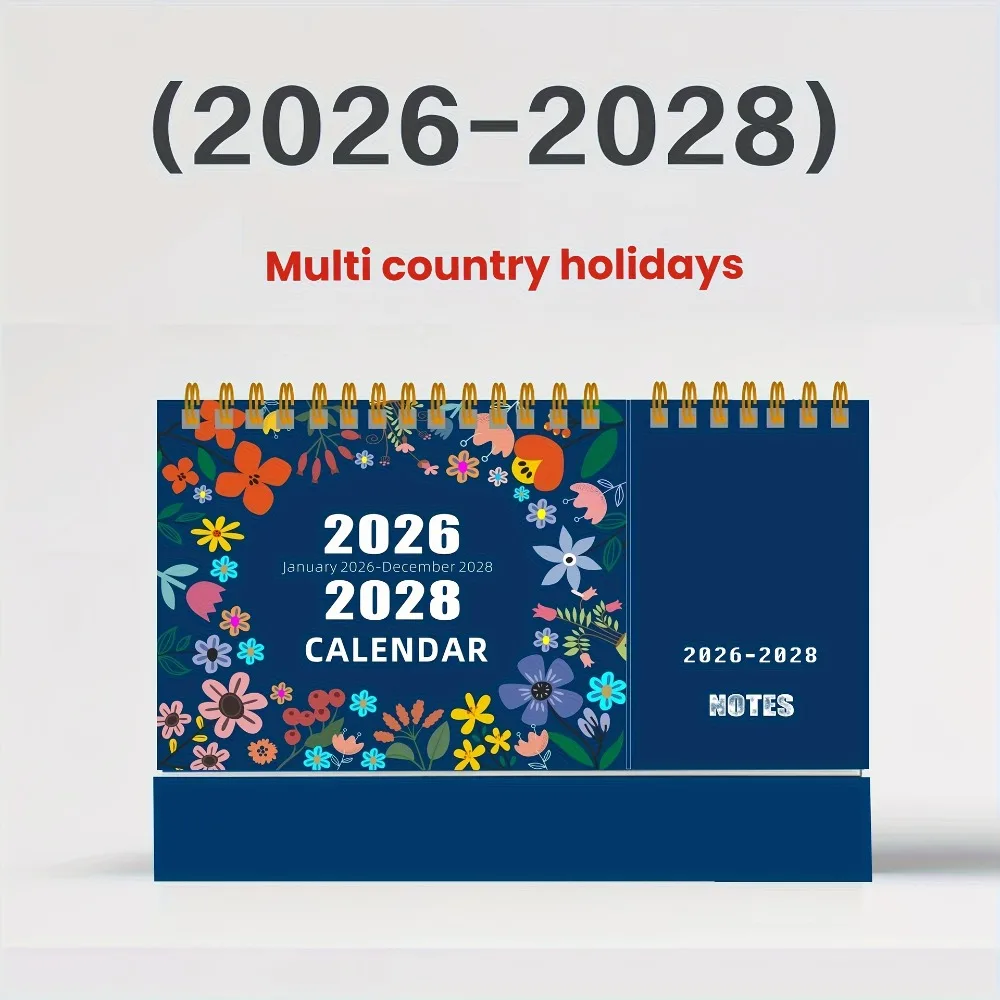 

2026-2028 Monthly Planner Calendar with Holiday Markers, Floral Design - Essential for Home & Office Use