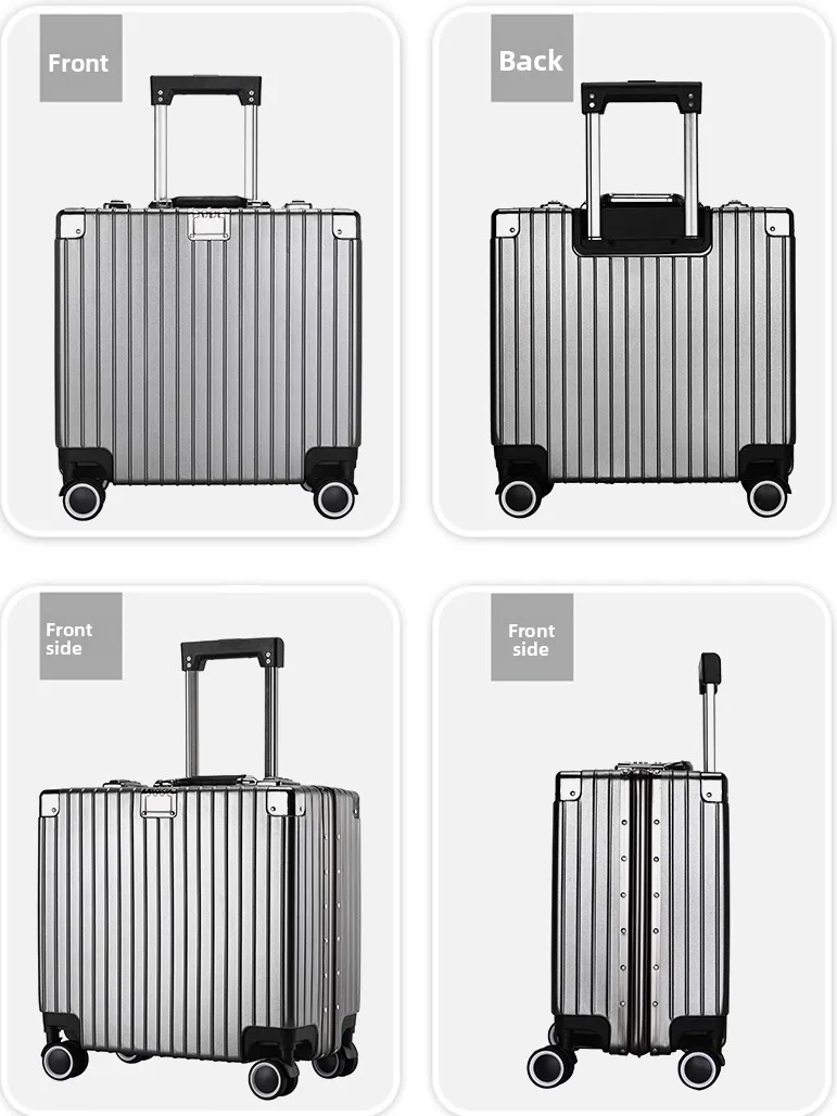 Carry-on Lage Aluminum Frame Square Suitcase Faion Travel Bag for Youth with Combination Lo And Universal Wheels