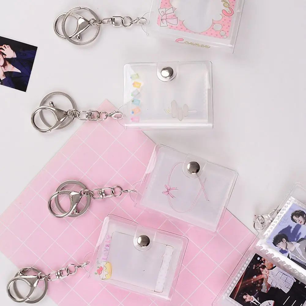 Book Binder Pocket Photo Keychain Pictures Storage Photo Album Keychain Collection Card Holder Card Book Keyring Card Bag