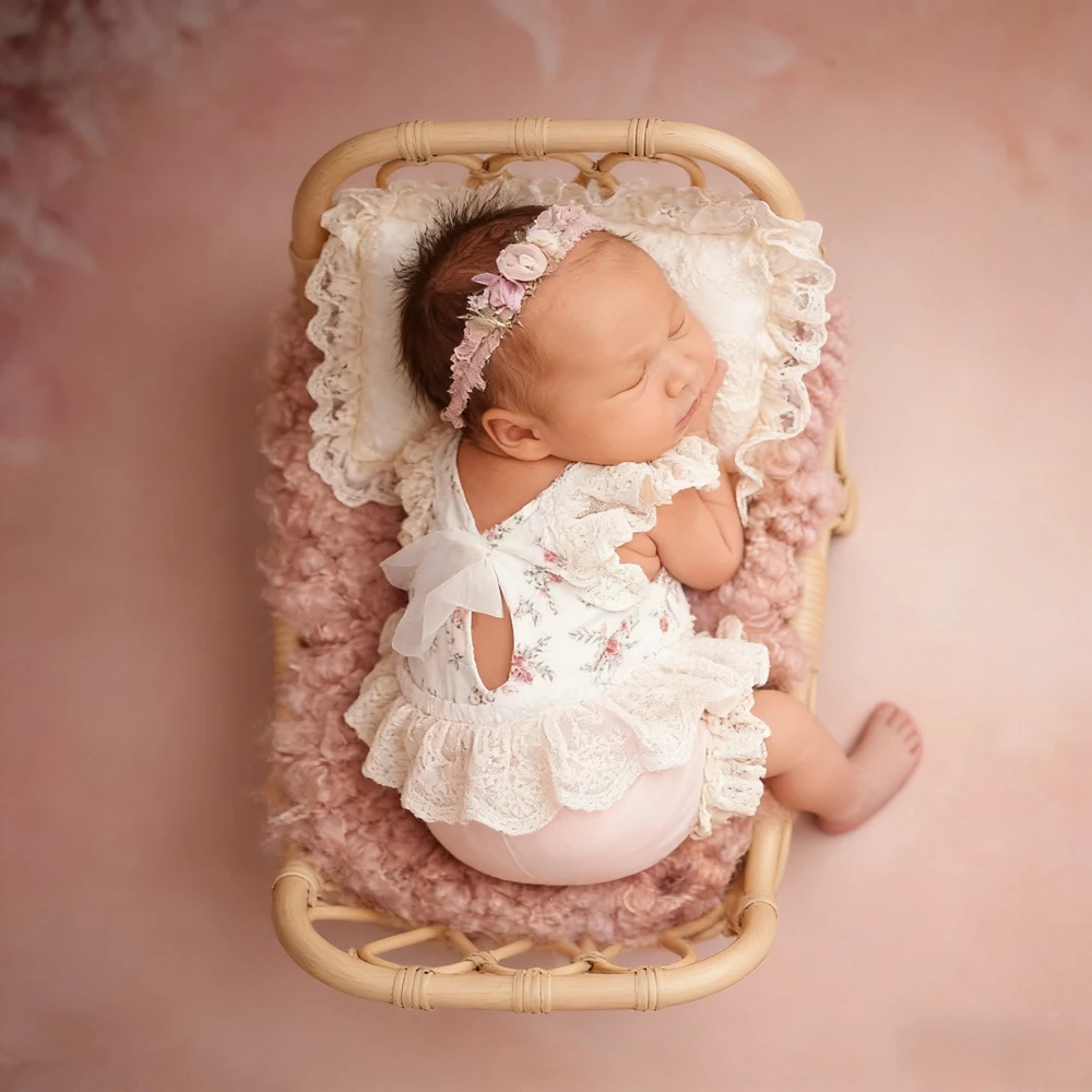 Infant Floral Lace Tutu Romper Newborn Girl Photo Shoot Outfit Baby Photography Clothes Newborn Photoshoot Dress Ruffle Bodysuit