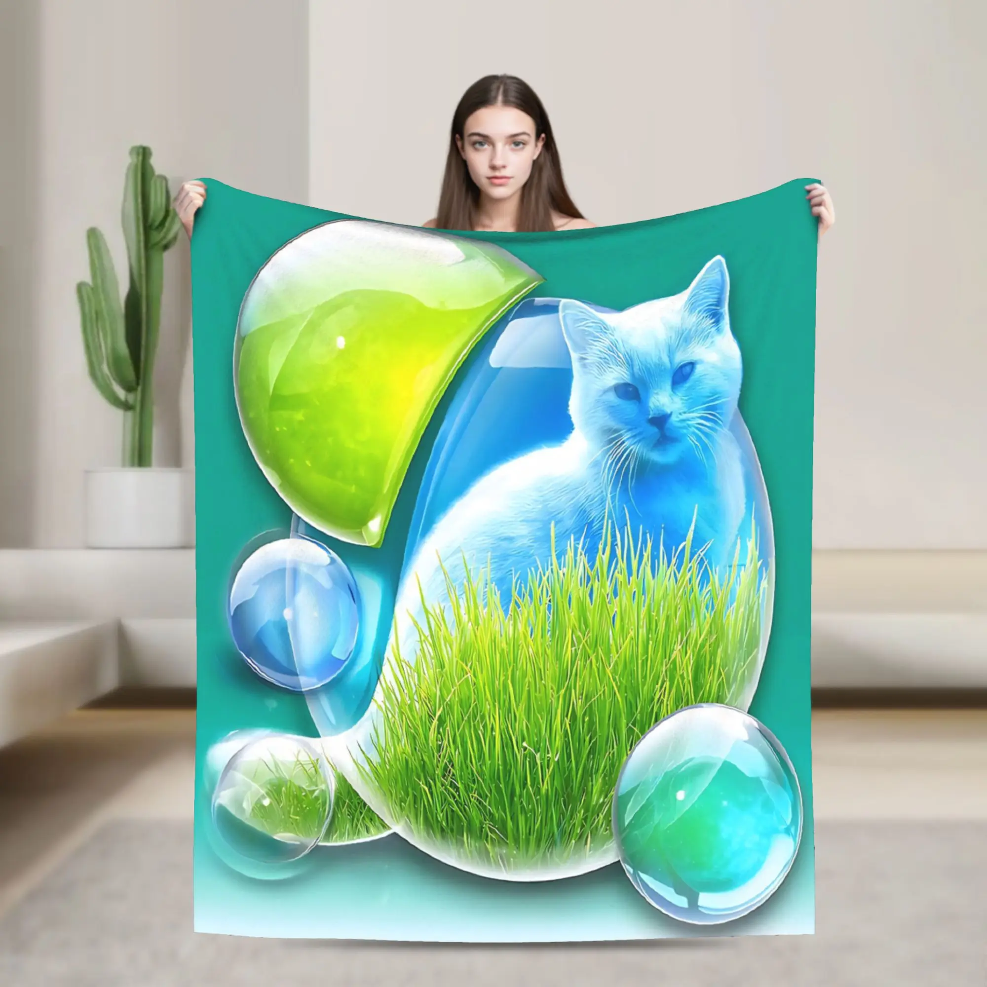 Frutiger Aero Cat Blankets Velvet  Super Soft Throw Blankets for Car Sofa Couch Bedspread
