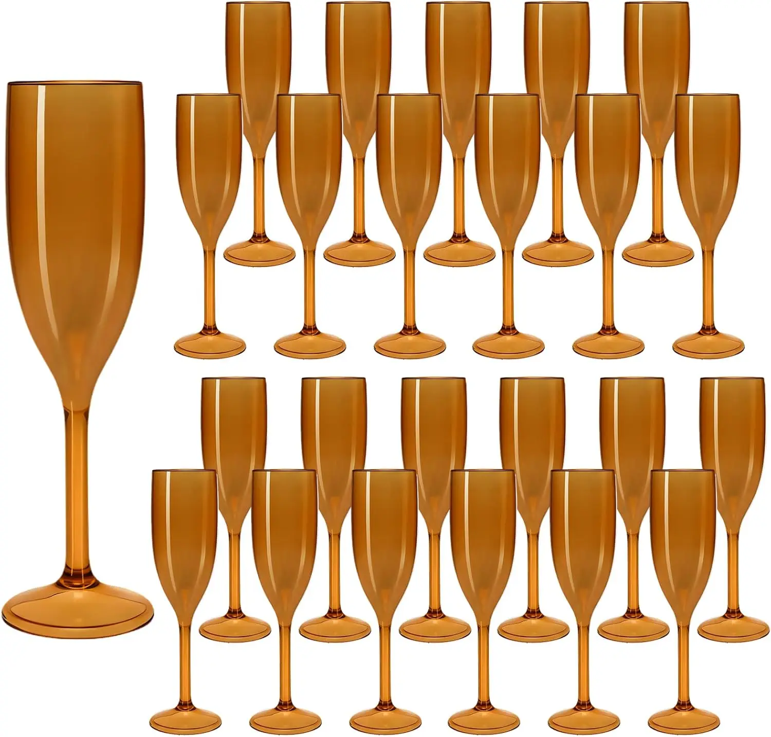 

Amber Champagne Flutes Set of 24, Reusable Acrylic Glasses for Wedding & Party Events