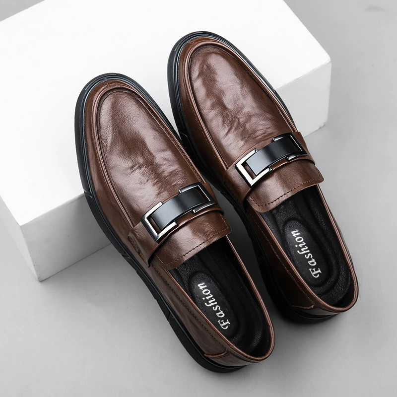 Spring New Fashion Luxury Brand Low Heel Loafer Men Luxury Male Casual Wedding Best Man Footwear Man Shoes Leather Mens Moccasin