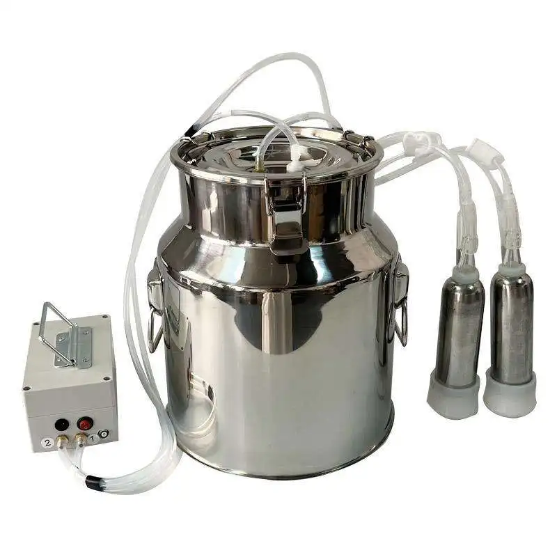 7L/14LStainless Steel Small Buckets/Tank Cow Goat Rechargeable 12V Battery Electric Motor Milking Machine Auto-Stop Device