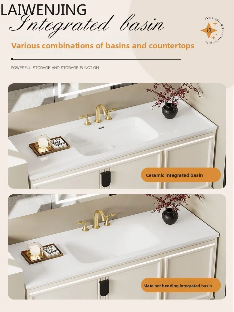 

HLZ bathroom cabinet ceramic integrated basin combination cream wind toilet washstand hand washbasin