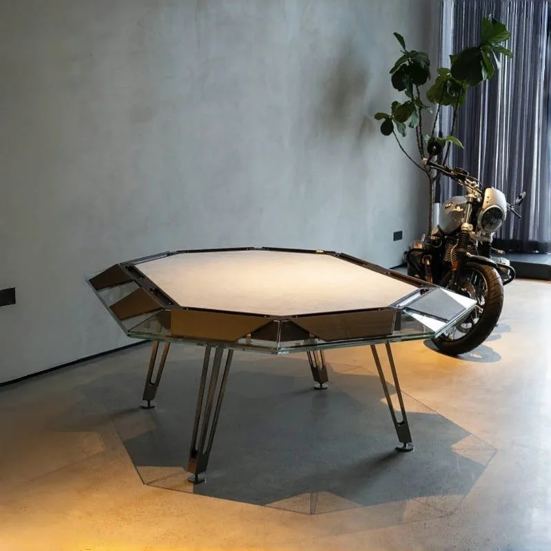 Tempered glass Texas poker table club club chip table multi-player high-end German table
