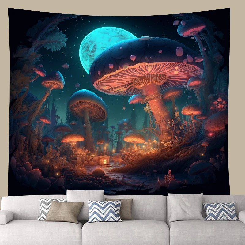 This Tapestry Perfect Wall Decor for Nature Enthusiasts Real Nature Lover Must Have This New Glow-in-the-Dark Mushroom Tapestry