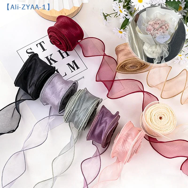 【ZYAA-1】10 Yards Organza-Band in einfarbiger Ausführung, 4 cm breit, mit gewelltem Rand, für Blumensträuße, Geschenke, Verpackungen, Partydekorationen, DIY