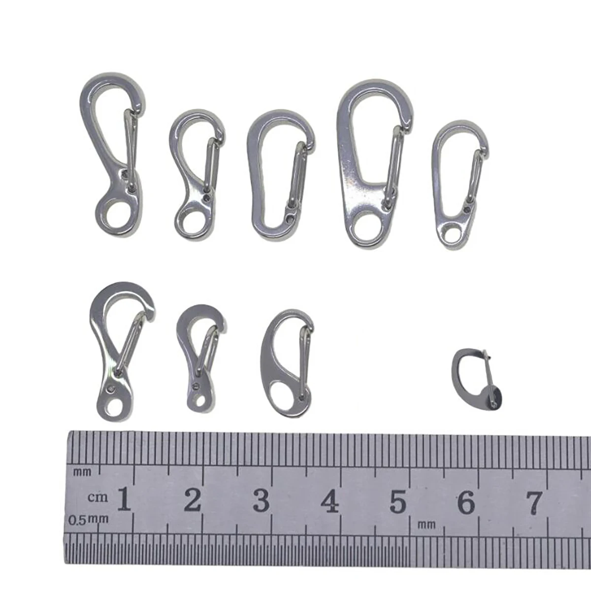 6pcs Mini Stainless Steel Spring Snap Hook Set