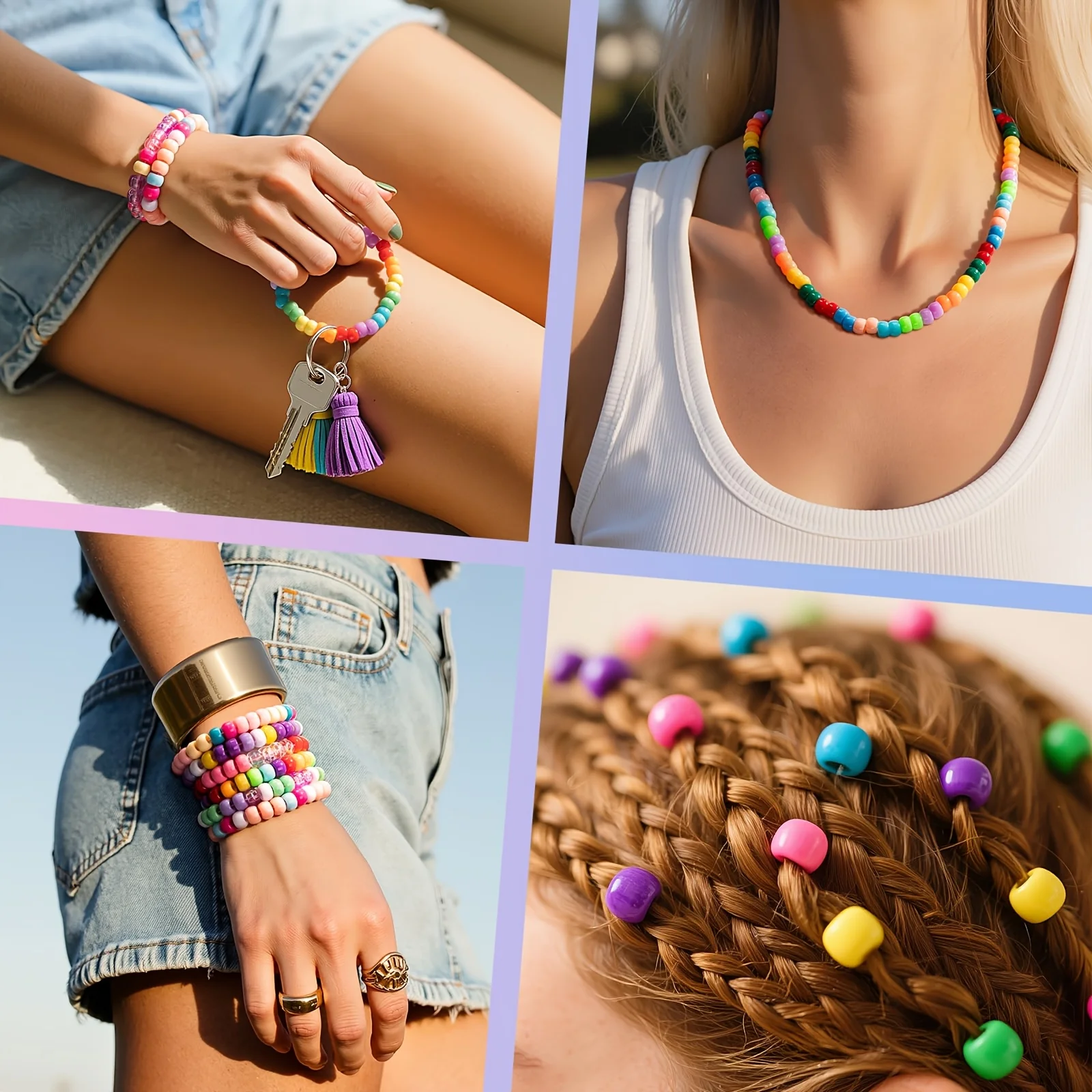 3600Pcs Pony Beads, 24 Colors Kandi Beads Bulk for Bracelets, Hair Braiding, DIY Jewelry & Christmas Gifts