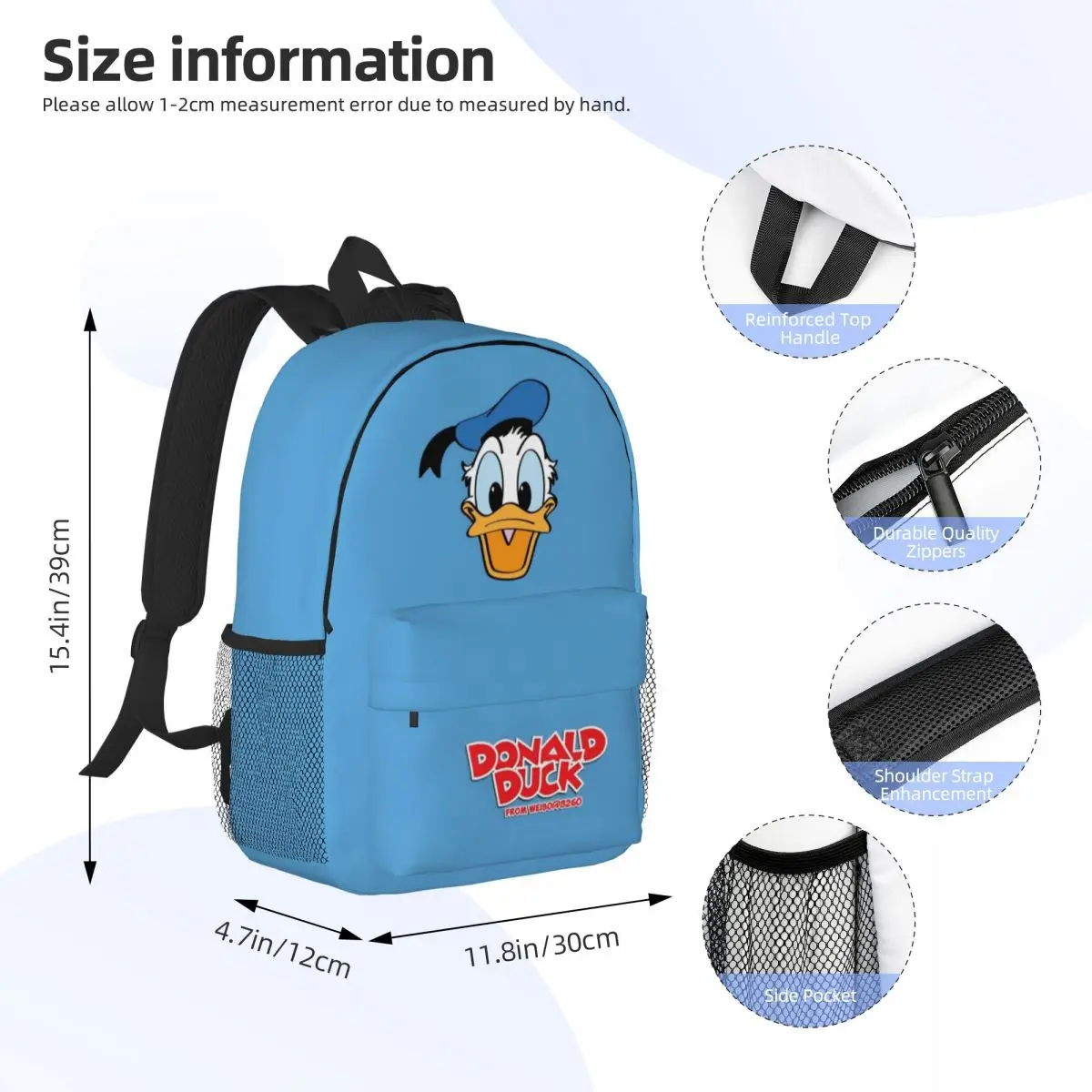 Donald Duck Compact 15-Inch Backpack - Stylish Lightweight Bag Perfect for Students and Commuters