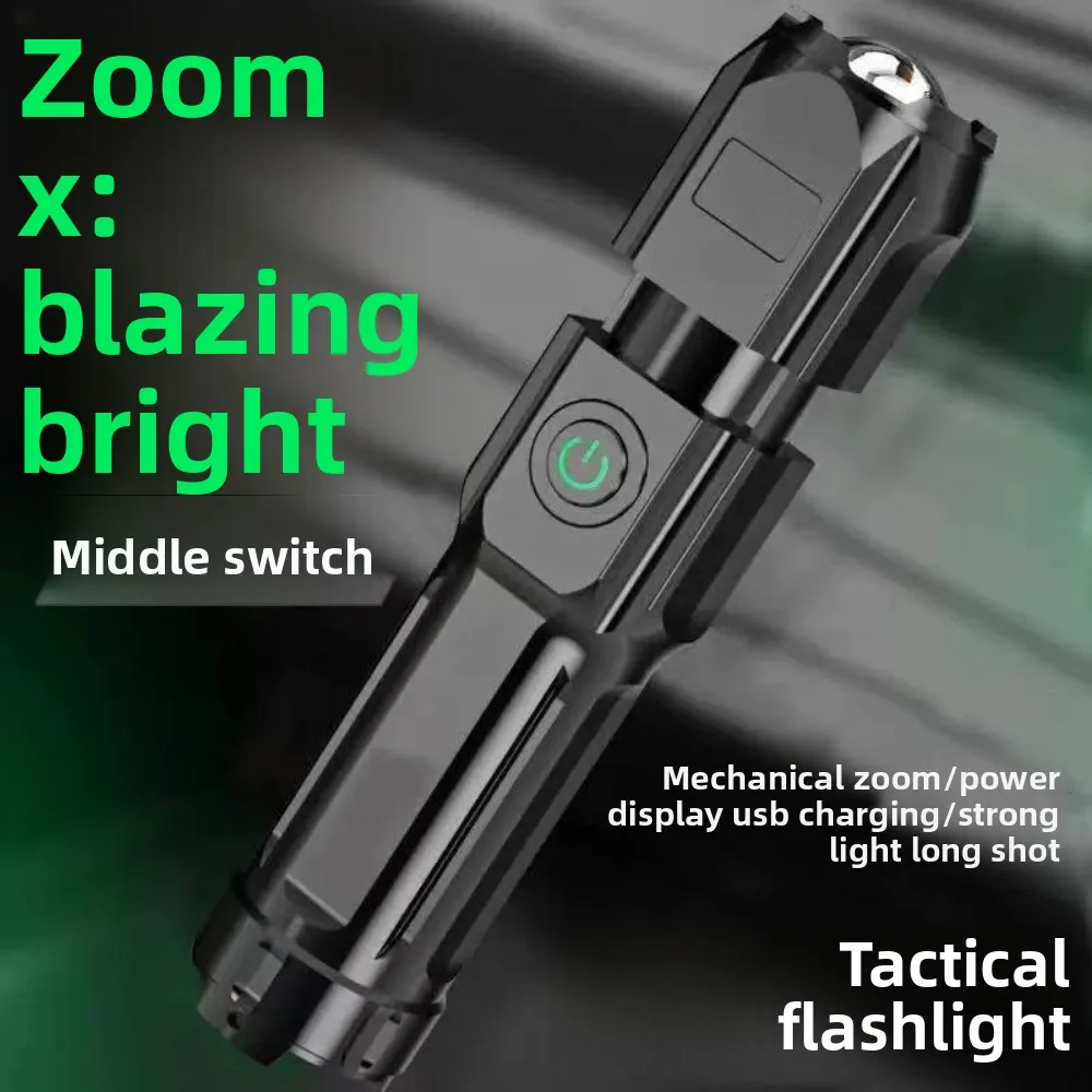 Handheld Rechargeable Flashlight with Strong Light Home Outdoor Use Super Bright Long-distance Zoom Small Portable Handheld Lamp