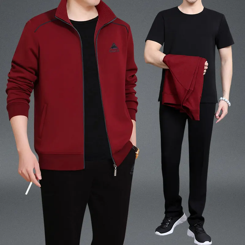 2024 Spring Tracksuits Jackets + Pants 3 Piece Male Running Jogging Suit Outfits Fitness Outdoor Sportswear Jogging Homme