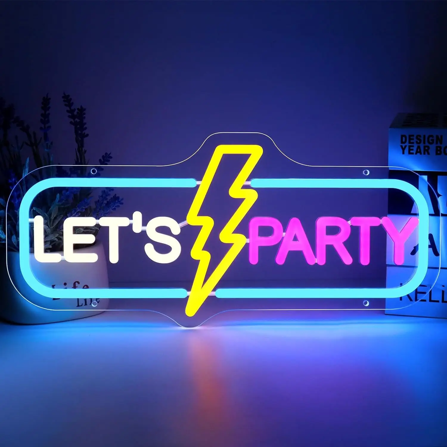 Lets Party Neon Signs Dimmable Neon Lights Sign Party Decor Light Up Signs for Wall Decor Birthday Wedding Engagement Party Gift