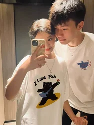 Cotton Couple Matching Theme Shirts T Shirts Boyfriend Girlfriend Husband Wife Tshirt Summer Casual Tops Clothes y2k Tops