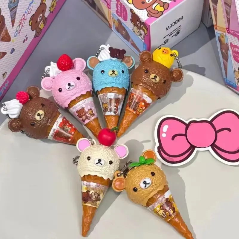Anime Figure Kawaii Capsule Blind Box Ice Cream Bear Bead Chain Hanging Bag Doll Toy Model Decoration Pendant Holiday Gifts