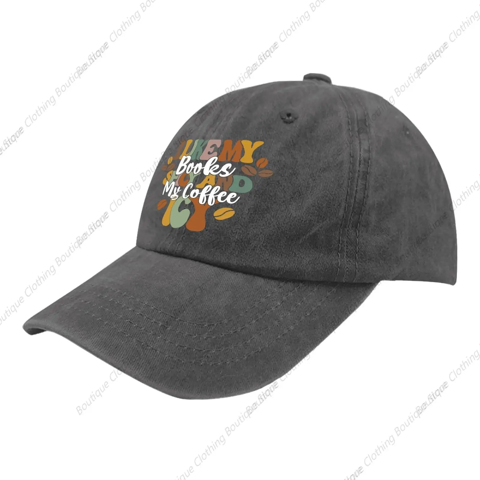 I Like My Books Spicy and My Coffee Golf Hat Women’s Hat Pigment Black Womens Baseball Hat Gifts for Grandma Hiking Cap