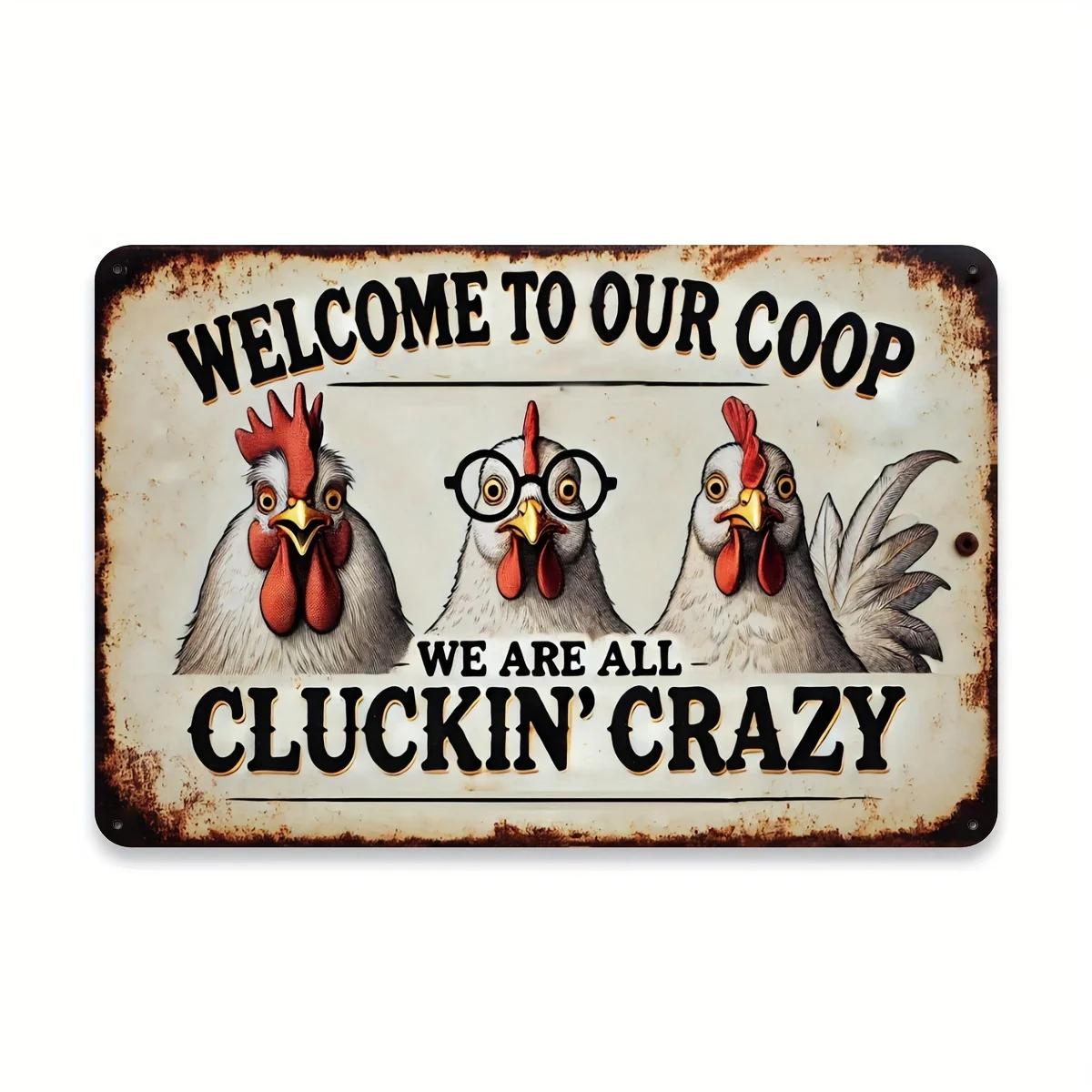 2026--Vintage Metal 12X8Inches Humorous Farmhouse Iron Chicken Coop Sign-1 
