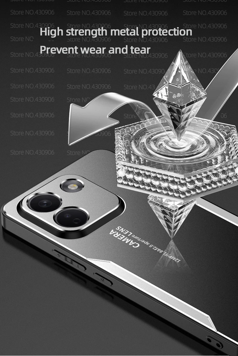 Für Redmi Note 17 Pro Max Hülle aus Metall und Aluminium mit Objektivschutz, Frostschutz und Anti-Fingerabdruck-Funktion, Metall+TPU-Abdeckung – Detail 5
