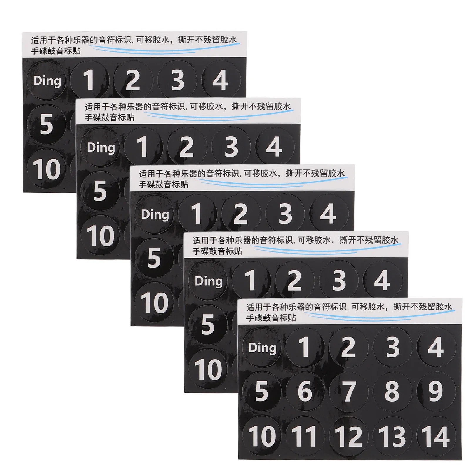 5 Sheets Handpan Drum Scale Stickers Clear White Numbered Ethereal Drum Note Labels Stable Wear Resistant for Teaching Practice