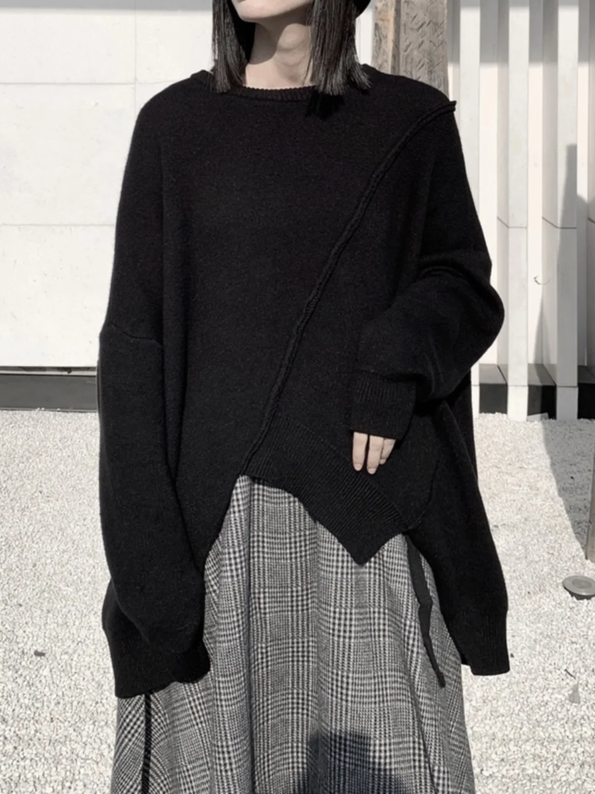 

Свободный женский свитер Thiened, асимметричный уличный утепленный морской свитер, осенне-зимний трикотаж, верхняя одежда