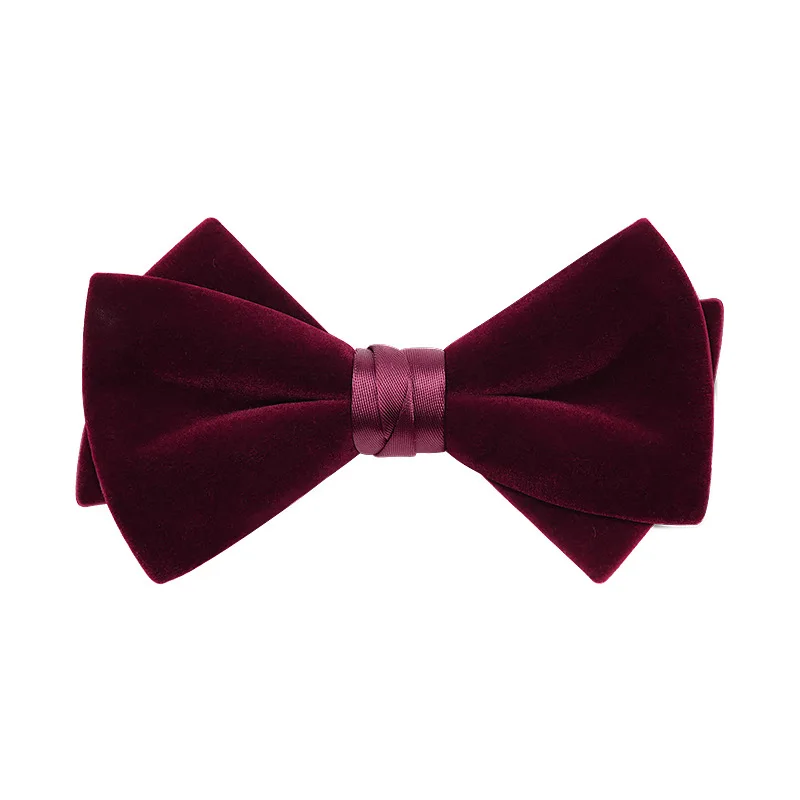 

formal wedding groom Best man wine red velvet Men suit shirt black bow tie