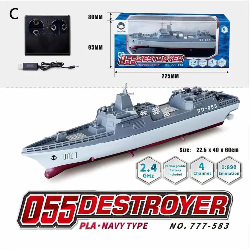 Mini High-speed Remote Control Ship Water Game Simulation Ship Warship Model Toy RC Speedboat Summer