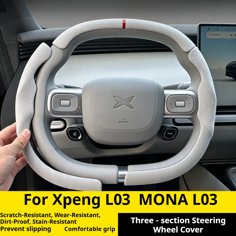 For Xpeng MONA L03 3 Segments Steering Wheel Cover All Season Universal Handle Grip Car Mod Accessories