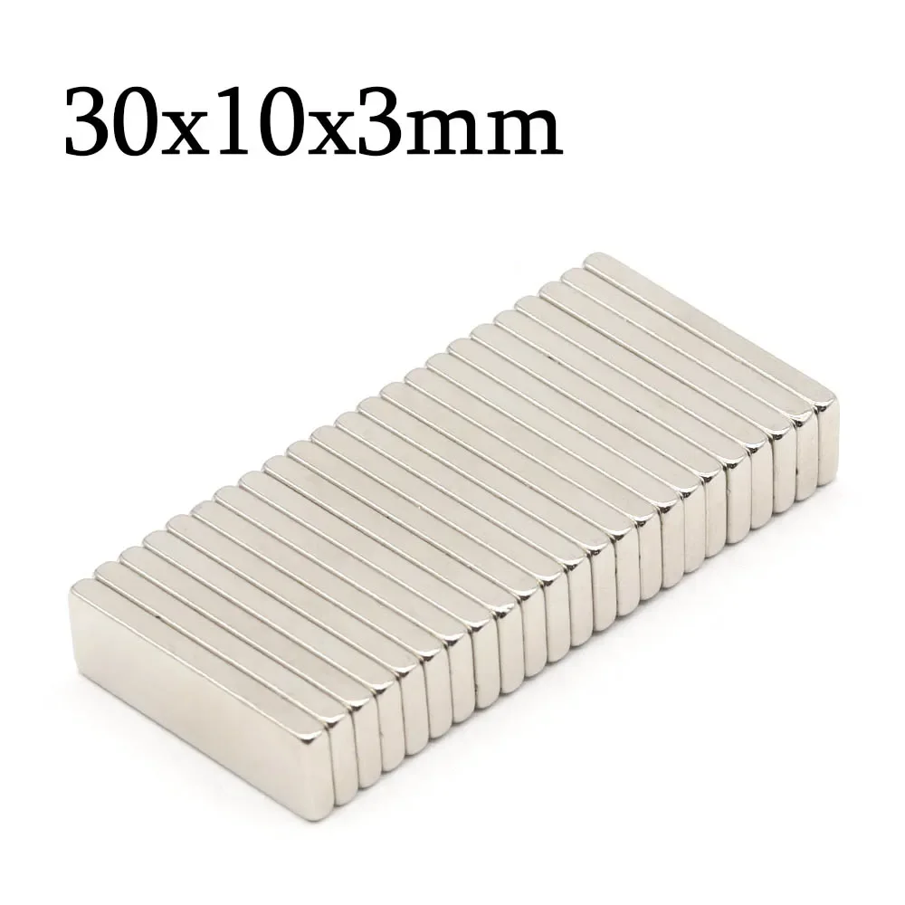 30x10x3mm Super Strong Block Neodymium Magnet Powerful Magnets N35 small Permanent Magnetic NdfeB Refrigerator Magnet 30x10x3
