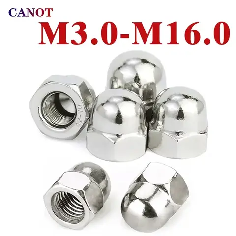 DIN1587 304 Stainless Steel Hex Cap Nut Domed Nuts For Decrotive M3 M4 M5 M6 M8 M10 M12 M14 M16  For Standing Finish rivet nuts
