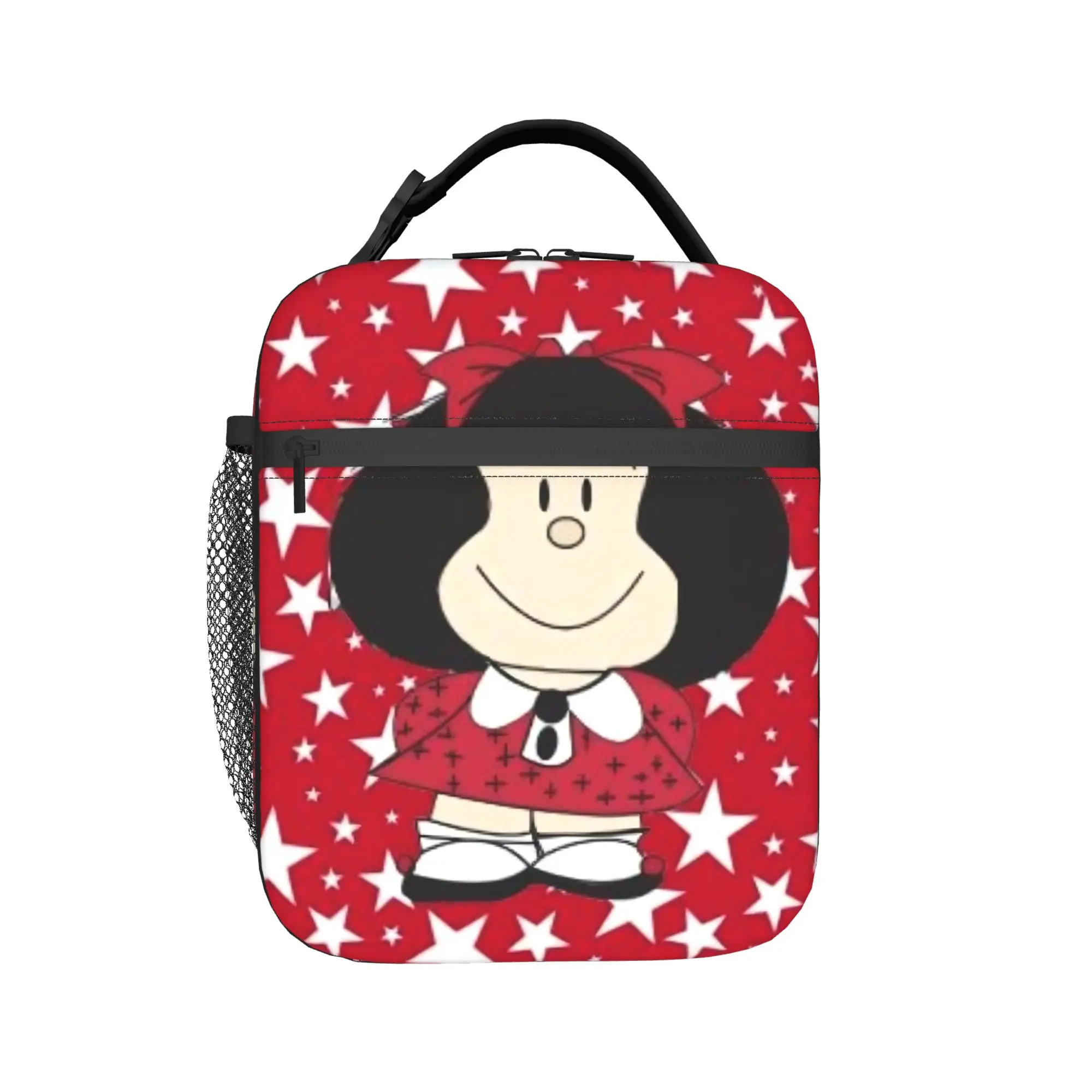 Mafaldas Red Stars Insulated Lunch Bag Portable  Reusable Thermal Bag Tote Lunch Box Work  Outdoor Men Women