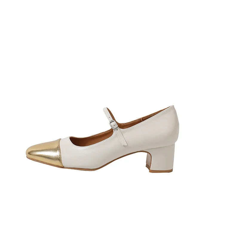 New French Style High-heeled Shoes for Women, Thick Single Order Shoes, Spliced High-heeled Shoes Womens Heels