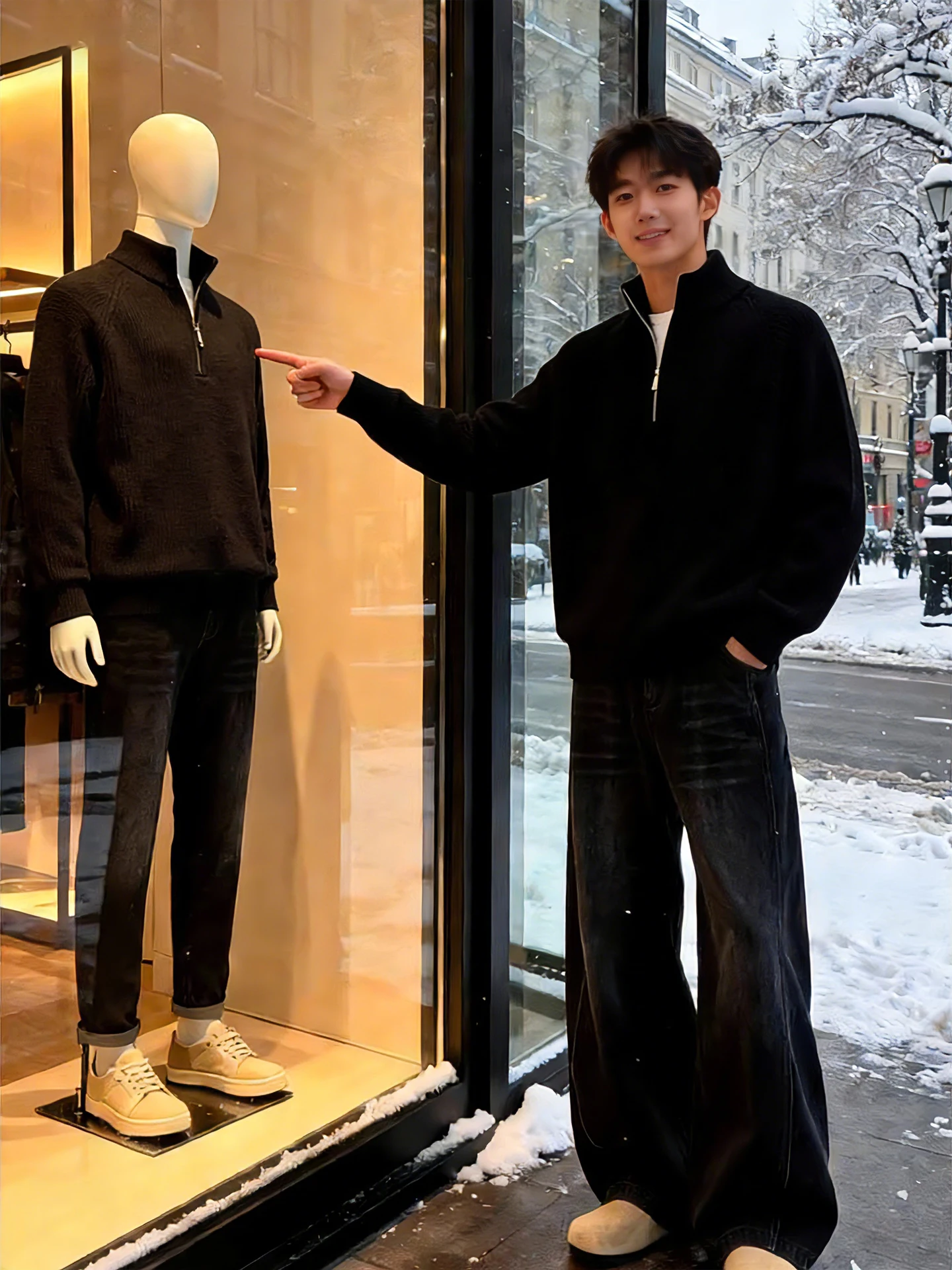 

Мужской вязаный свитер Cleanfit на молнии, зимний, утепленный, базовый слой, американский стиль, воротник-стойка, свободный крой, длинный рукав