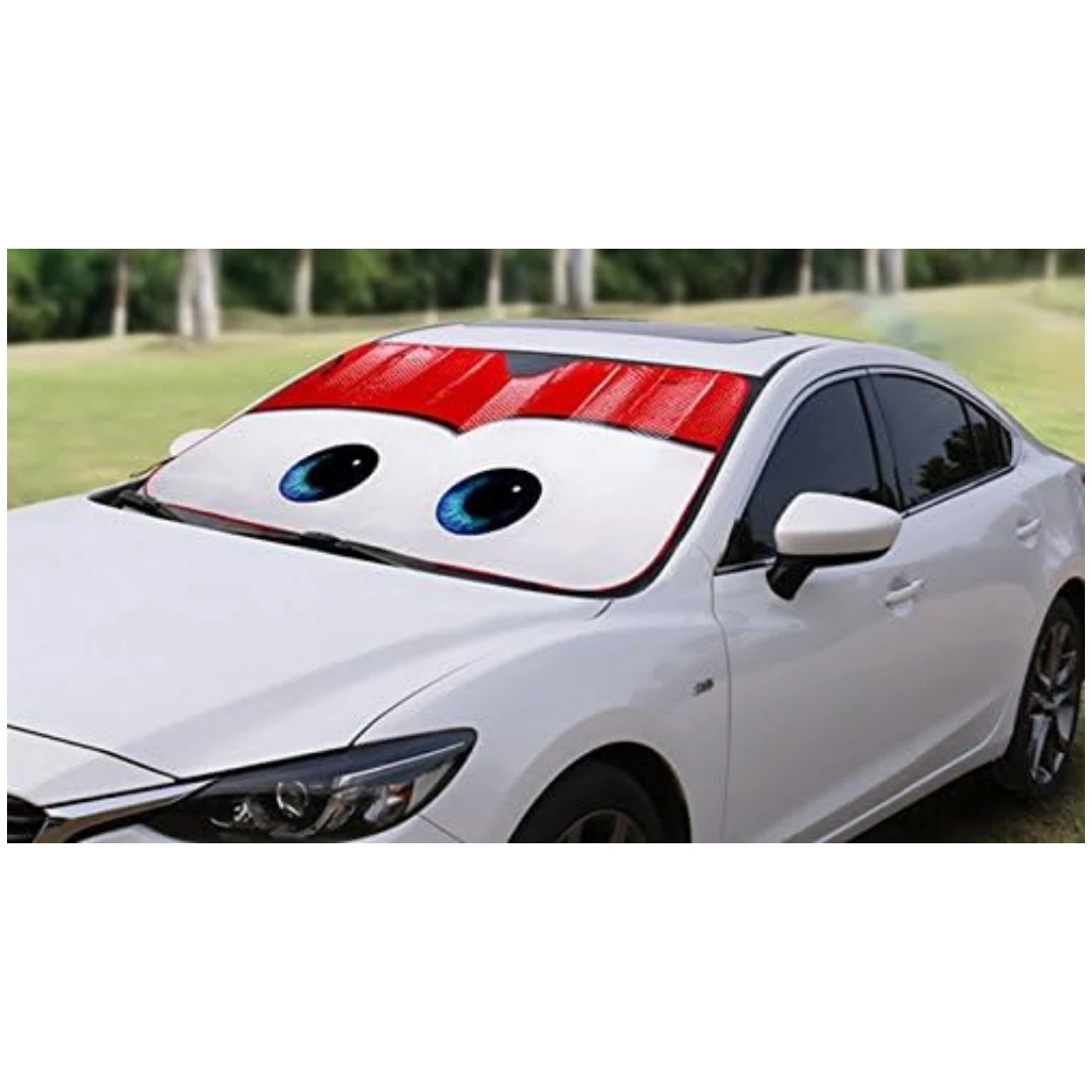 

Cartoon Eyes Front Auto Car Windshield Sun Shade, Car Sun Visor for Sun Heat Protection