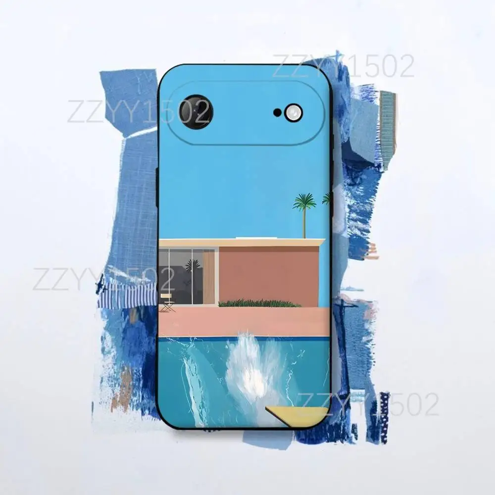 D-David Hockney Paintings Funda de teléfono para iPhone 17,16,15,14,13,12,Pro,Max,Plus,E,SE4,Air,Mini Funda negra