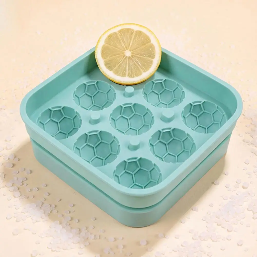 Silicone Ice Ball Tray Dust-proof Ice Tray Football-shaped Silicone Ice Cube Mold Dust-proof Water-draining Ball for Parties