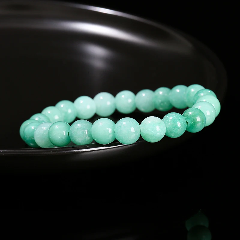 JD Natural Stone Myanmar Jade Round Bead Strand Bracelet Women Single Circle Stretch Simple Bangles Yoga Meditation Jewelry Gift