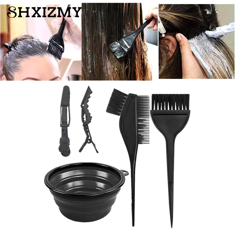 6PCS Professional Color Mixing Bowl Barber Beauty Double Side Comb Washable Hairdressing Brush Hair Dye Set Hair Dyeing Tools