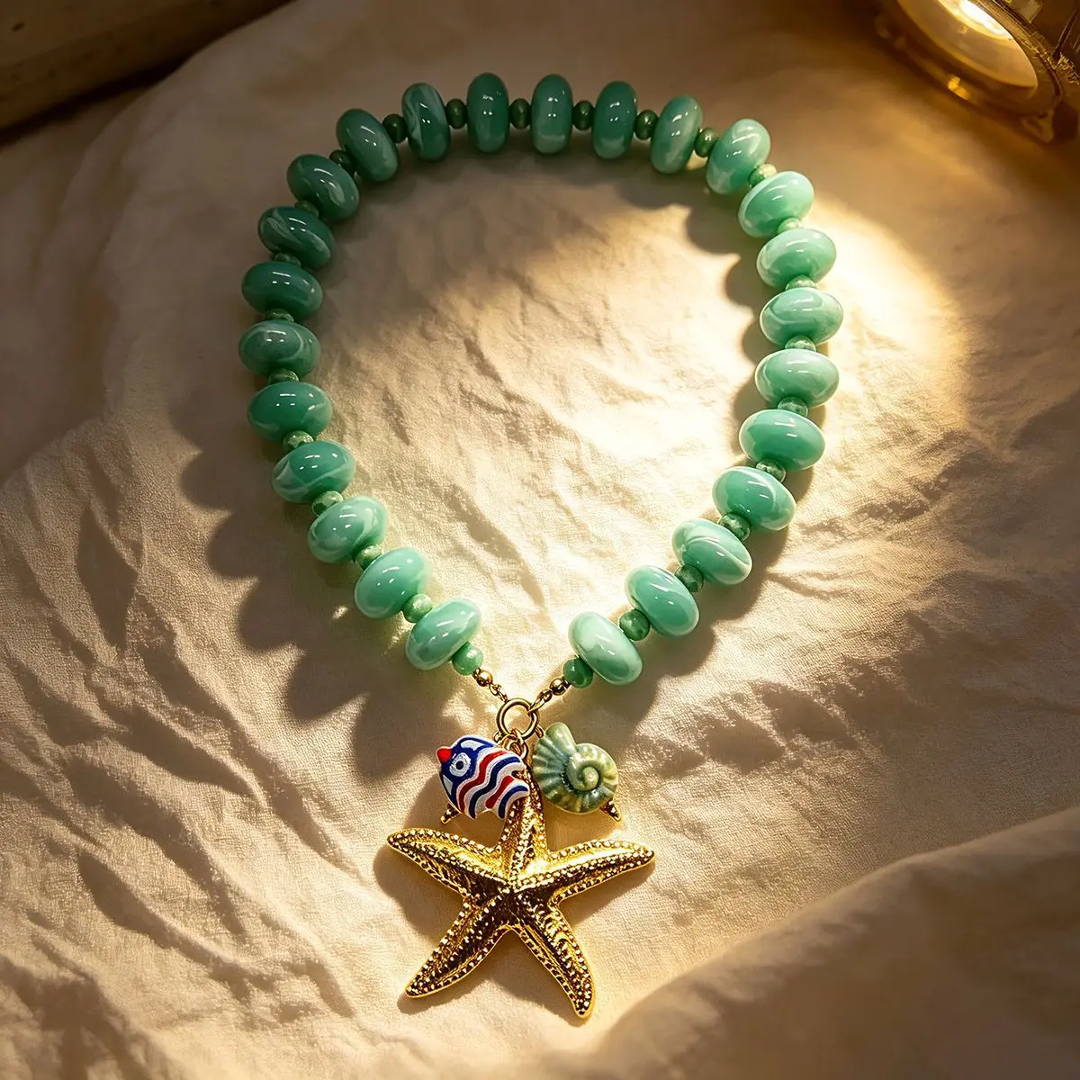Beach Theme Resin Acrylic Necklace with Exaggerated Marine Life Stainless Steel Pendant Casual Jewelry for Women 2026