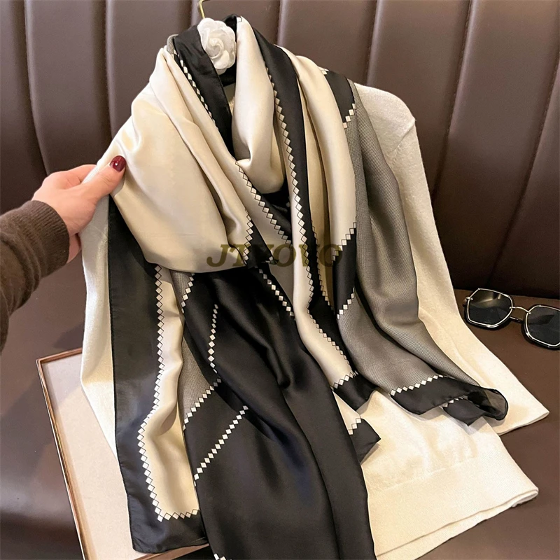 2024 New Luxury Brand Silk Scarf for Women Designer Long Shawls Winter Bufanda Neck Foulard Lady Scarves Hijab 90*180cm