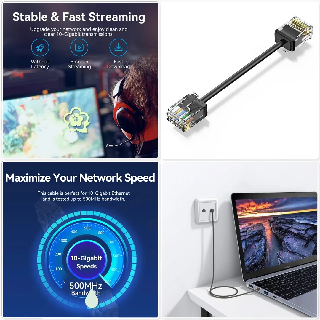 Cat6a Slim Patch Cable 10Gbps UTP RJ45 Ethernet Cord for PS5 Patch Panel to Switch (0.1M-0.5M) 1 Pack